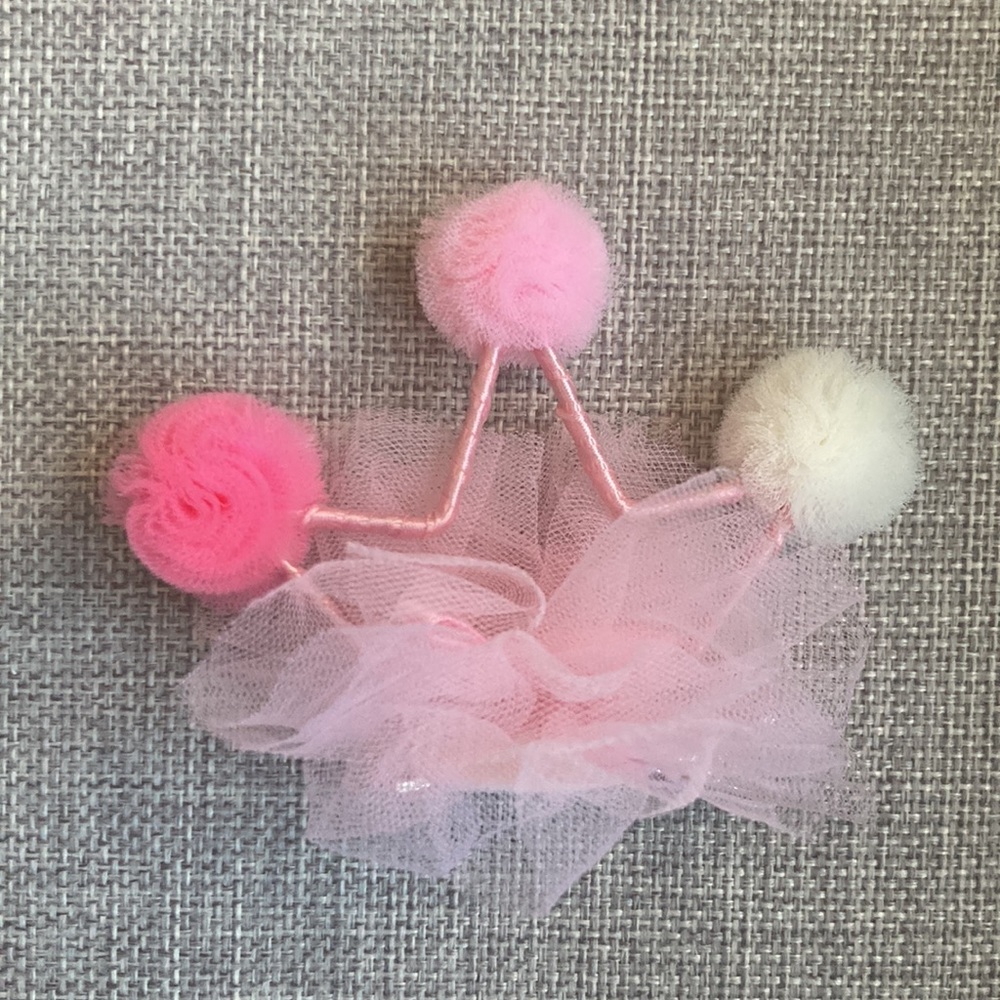 Tulle with Pom Poms Hair Clip, NEW